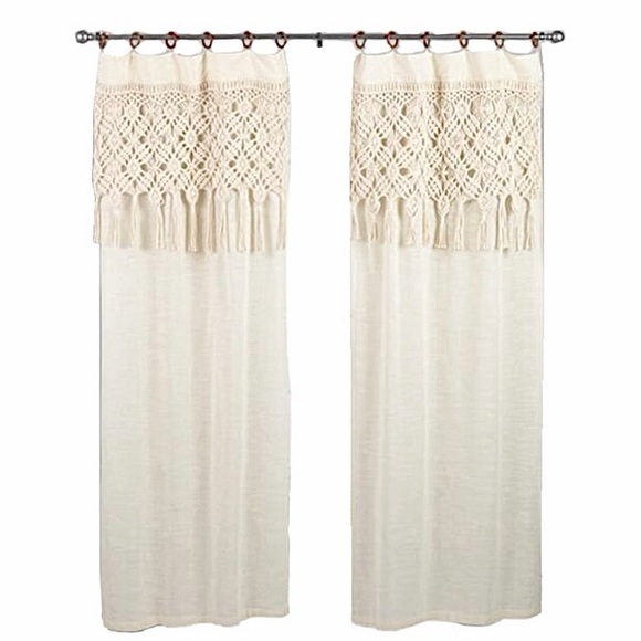 Cost Plus World Market Macramé Curtains Boho Neutral Window Panels 36x84 Drapes